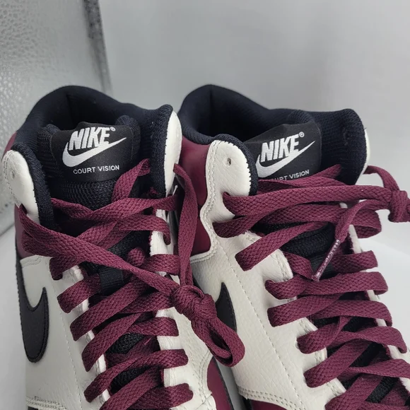 Nike Court Vision Men's Burgundy Black High-Top Sneakers US 10.5 DN 3577-600 - Picture 8 of 13